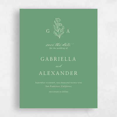 Green Wedding Save the Date - Vanora Portrait