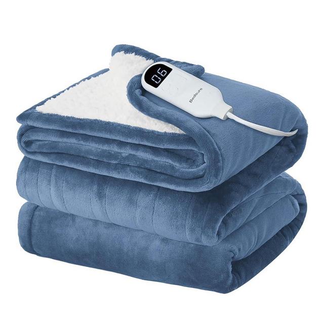 Bedsure Electric Blanket Twin - Soft Flannel Heated Blanket, Heating Blanket with 10 Time Settings, 6 Heat Settings, and 8 hrs Timer Auto Shut Off (62x84 inches, Blue)