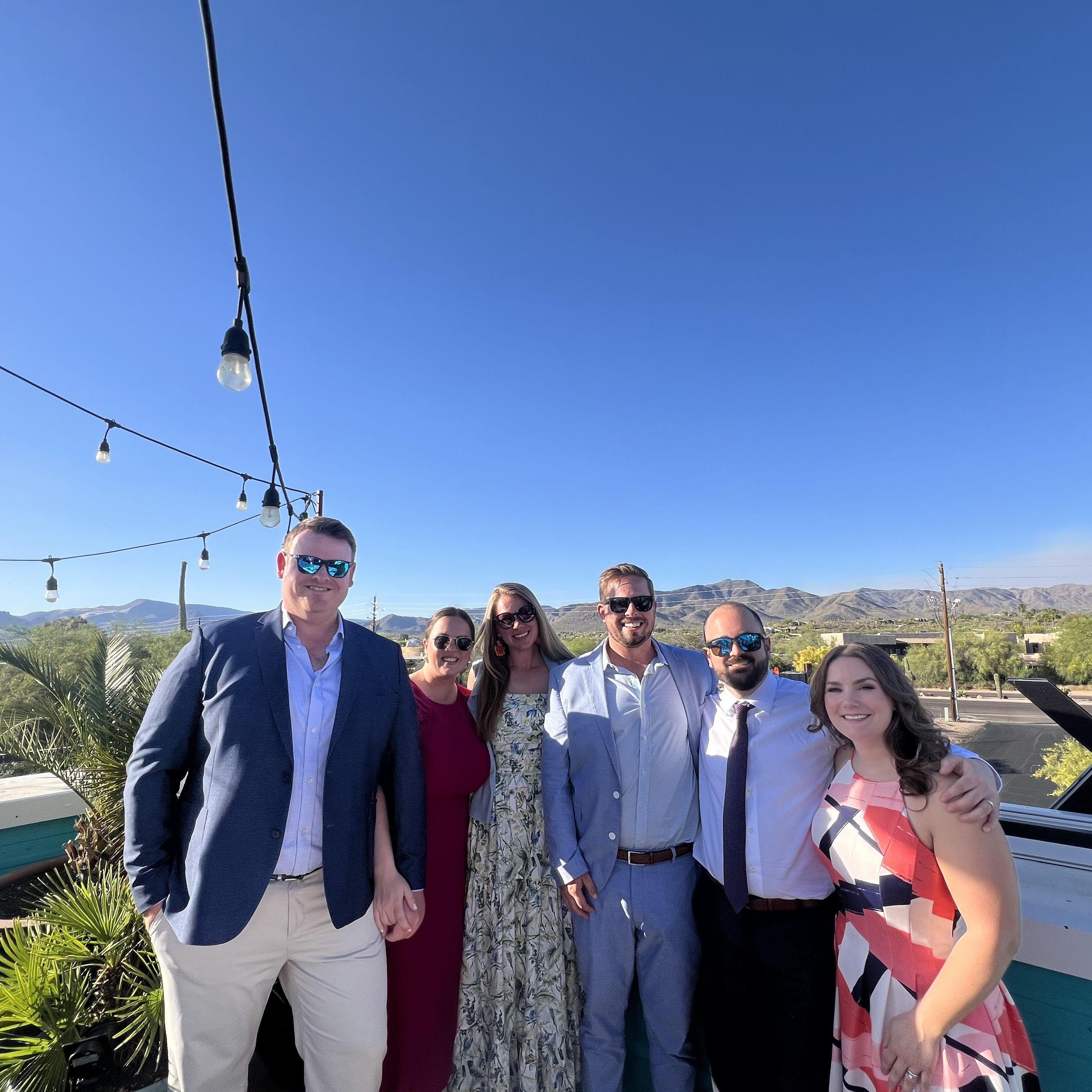 A fun friends group picture at Zachary & Dianna's wedding!