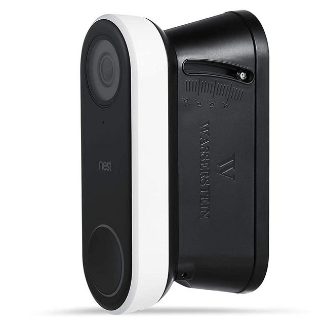 Wasserstein Vertical Wall Mount Kit Compatible with Nest Hello Video Doorbell (Black)