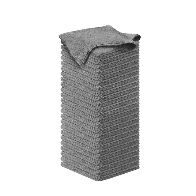 USANOOKS Microfiber Cleaning Cloth Grey - 50 Pcs (12.5"x12.5") - High Performance - 1200 Washes, Ultra Absorbent Microfiber Towel Weave Grime & Liquid for Streak-Free Mirror Shine - Car Washing Cloth