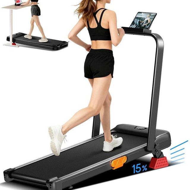 LONTEK 3-in-1 Foldable Treadmill with 300 LBS Capacity, 15% Walking Pad Treadmills for Home and Office, 2.5 HP Under Desk Treadmill with Quiet Brushless
