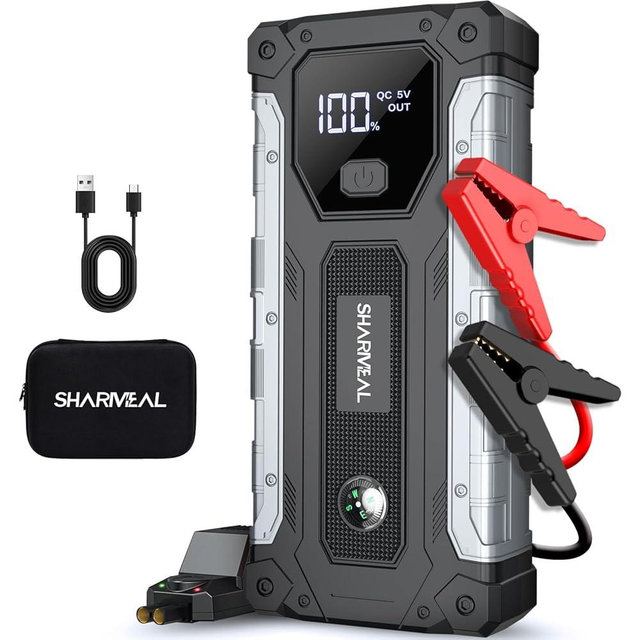 Sharmeal Car Jump Starter 3000A, Jump Starter Battery Pack for Up to 9.0L Gas and 7.0L Diesel Engines, 12V Portable Jump Box with LED Light
