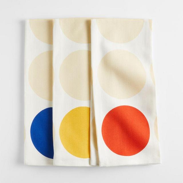 Dots Cotton Dish Towels, Set of 3