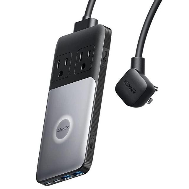 Anker 727 Charging Station ( GaNPrime 100W ), Compact Power Strip for Travel and Work, 5ft Detachable Extension Cord with 2 Outlets and 4 USB Ports, for iPhone 13, Samsung, iPad, MacBook, and More.