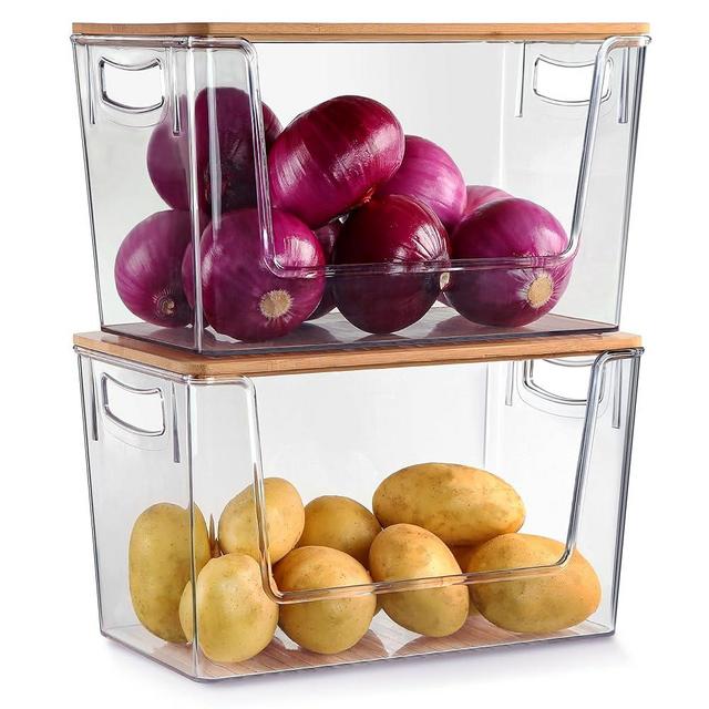 2 Set Stackable Storage Organizers Kitchen, Pantry Counter Organizer Basket for Vegetable (Onion, Potato), Produce