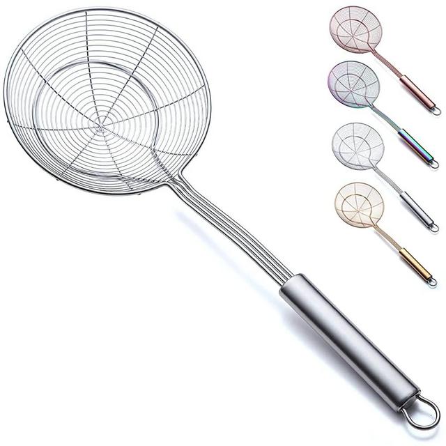 Strainer Spider Skimmers For Kitchen Cooking and Frying Food,Kyraton Stainless Steel Slotted Spoon Pasta Strainers Tomato Food Strainer Skimmer Ladle For Pasta.