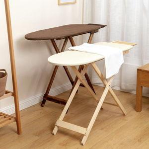 Premium Solid Wood Ironing Board with Foam Pad & Cotton Cover, Adjustable Height for Home Use(Log)