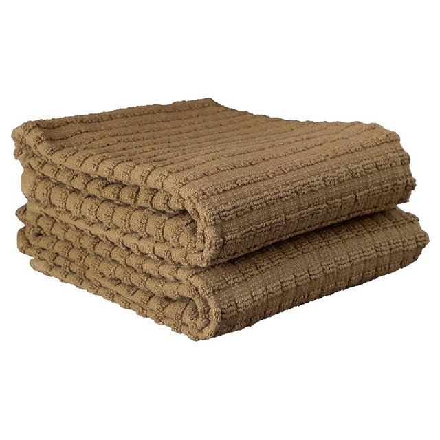 Ritz Royale Collection 100% Combed Terry Cotton, Highly Absorbent, Oversized, Kitchen Towel Set, 28" x 18", 2-Pack, Solid Mocha Brown