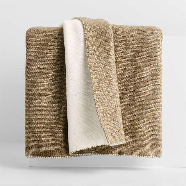 Alpine Cozy Ivory and Camel Tan Reversible 70"x55" Throw Blanket