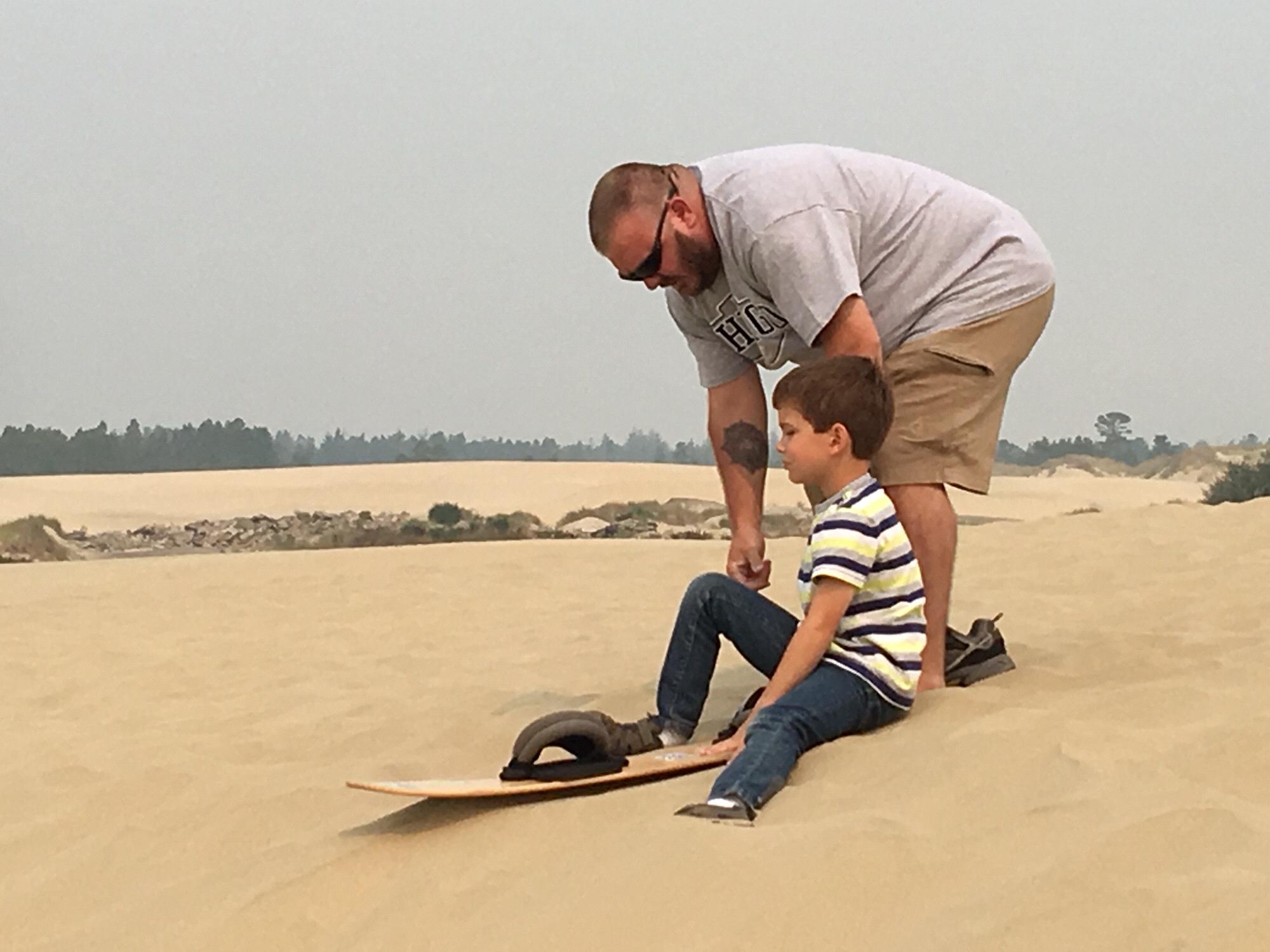 Sandboarding in the dunes.
