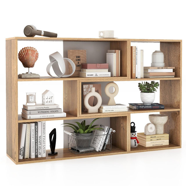 Costway 6-Open Shelf Bookshelf Storage Display Stand Corner Bookcase Home Office