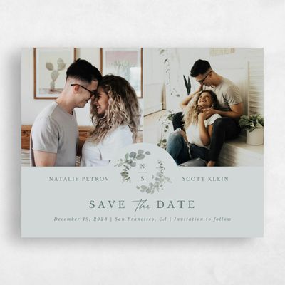 Blue Sage Mist Wedding Save the Date - Verde Multiphoto