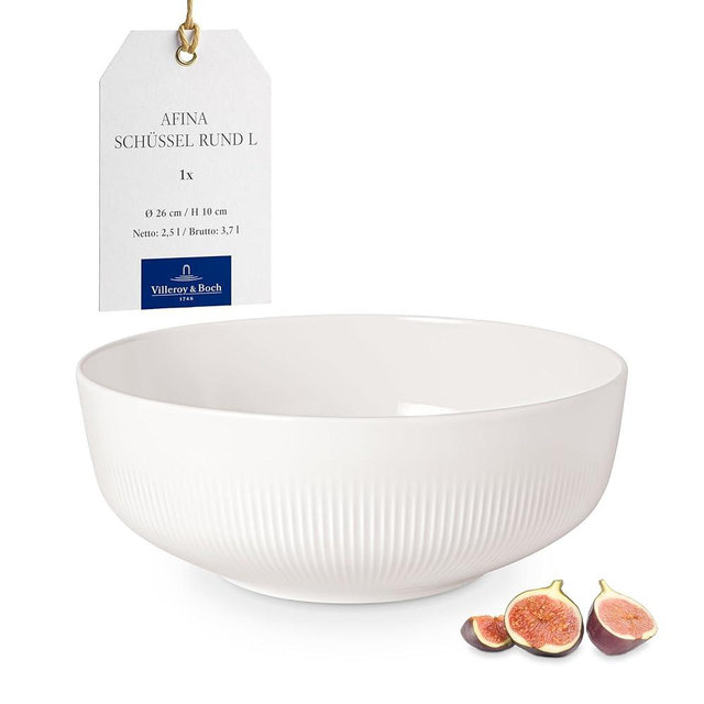 Villeroy & Boch Afina Gourmet Large Serving Bowl, Premium Porcelain, Made in Germany, Dishwasher and Microwave Safe, 10.25x 10.25x 4 in, Stackable, White