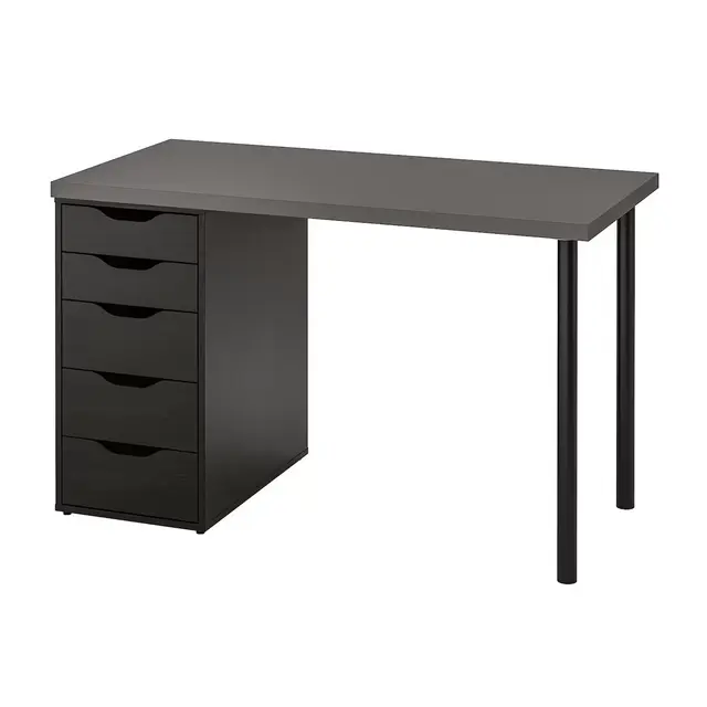 LAGKAPTEN / ALEXDesk, dark gray/black47 1/4x23 5/8 "