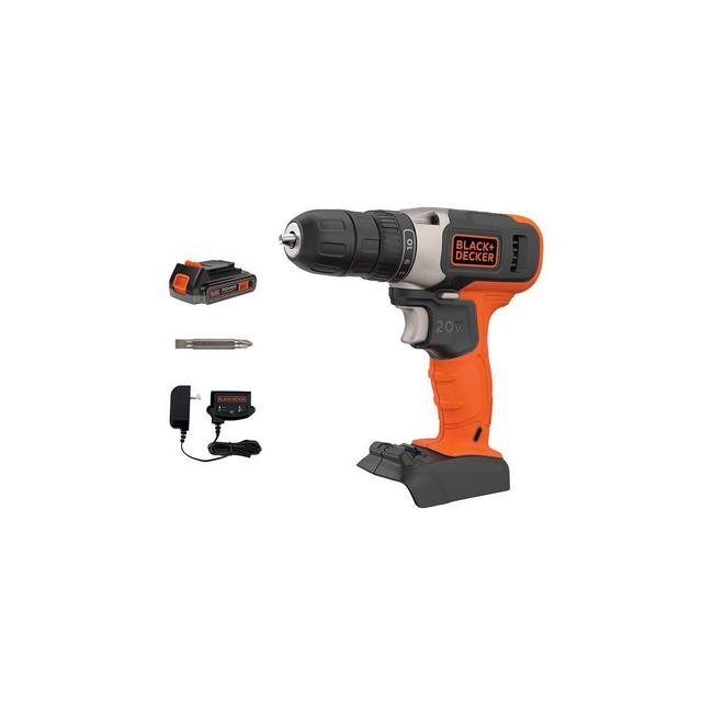 Black & Decker BCD702C1 20V MAX Brushed Lithium-Ion 3/8 in. Cordless Drill Driver Kit