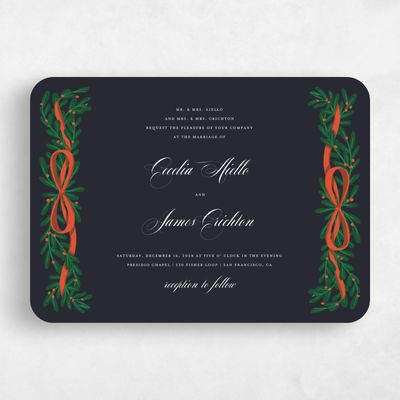 Black Rounded Wedding Invitation - Crosby Landscape