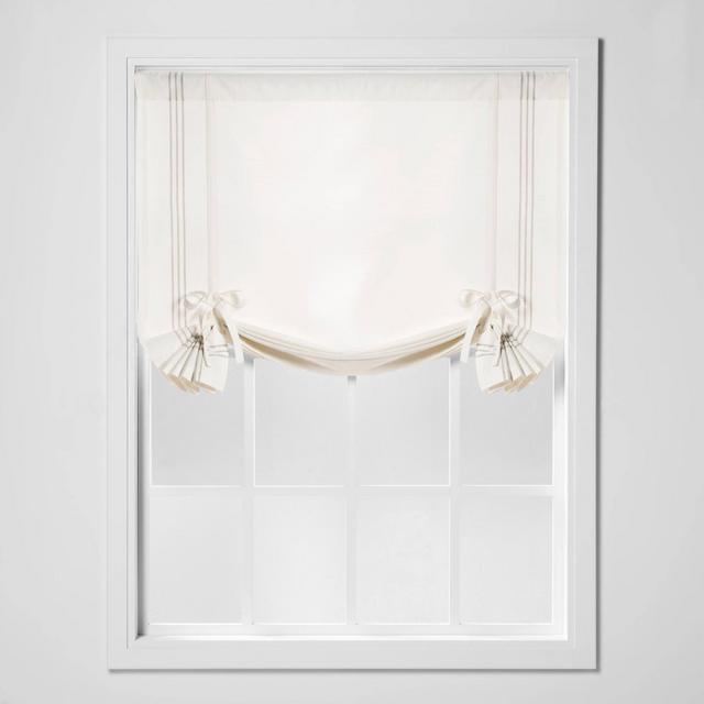 42"x63" Plaid Border Light Filtering Balloon Shade White - Threshold™