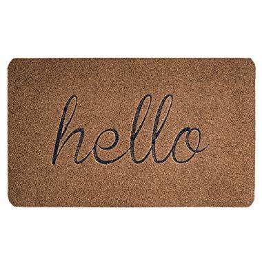 BIGA Hello Front Welcome Entrance Door Mats for Indoor Outdoor Entry Garage Patio High Traffic Areas Shoe Rugs