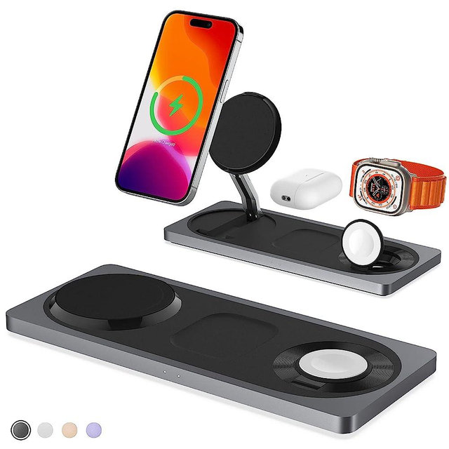 Wireless Charger,3 in 1 Faster Mag-Safe Wireless Charging Station,Wireless Charging Pad for iPhone 14,13,12 Pro Max/Pro/Mini/Plus, Apple Watch Ultra 8/7/SE/6/5/4/3/2/1, AirPods pro/2/3(Black)