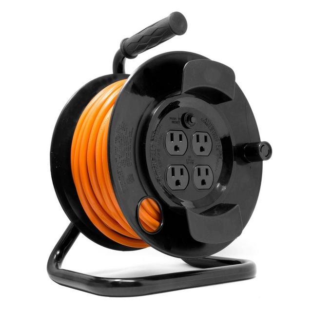 DEWENWILS 30 Ft Retractable Extension Cord Reel, Ceiling/Wall Mount 16/3  Gauge SJTW Power Cord with 3 Electrical Outlets Pigtail for Garage and  Shop