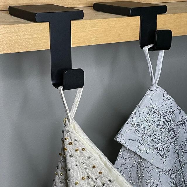 Stocking Hanger and Hook. Industrial Modern Farmhouse Style. Use on Mantel, Shelf or Stairs. Simple, Elegant and Classic Design