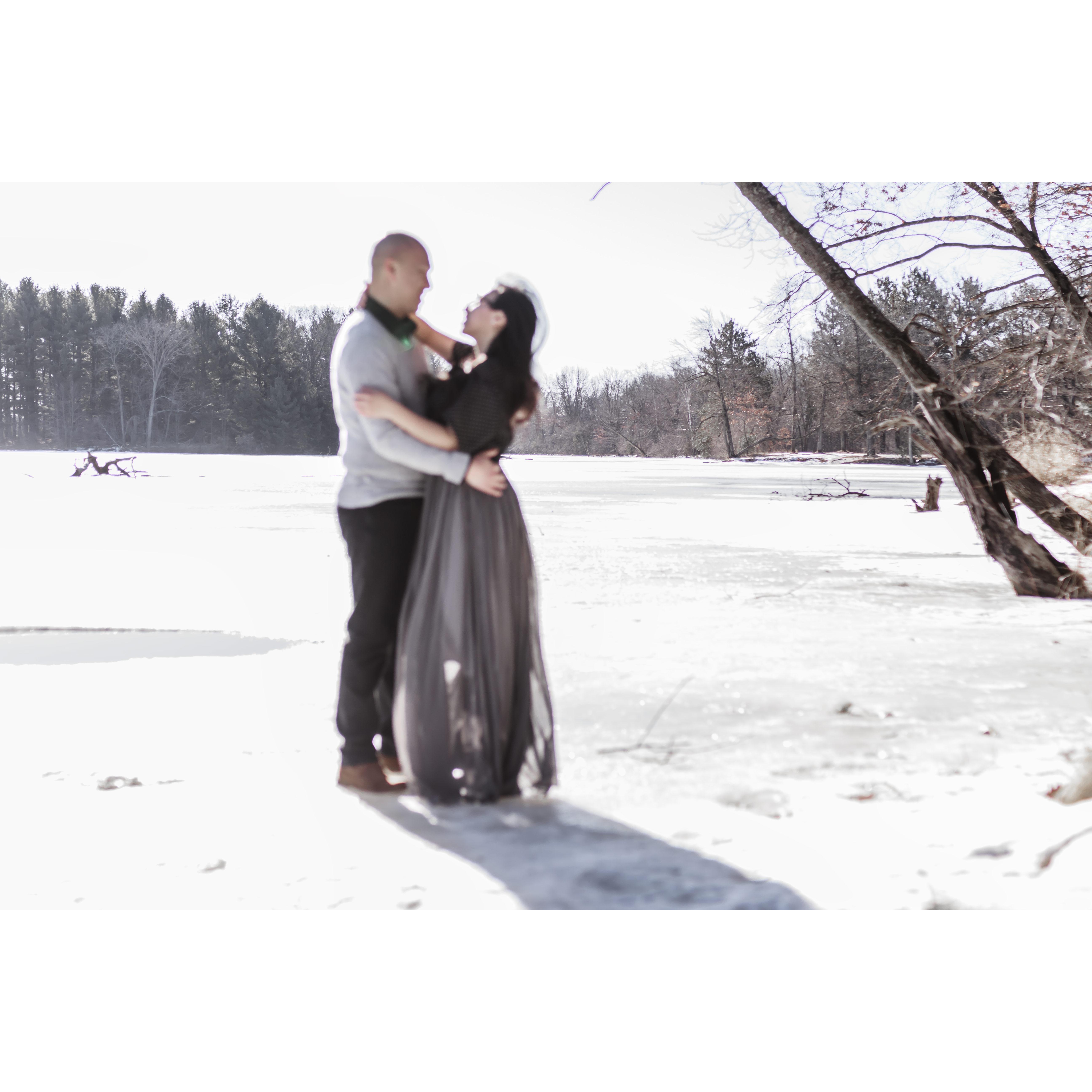 Walking on Ice. Wisconsin River.