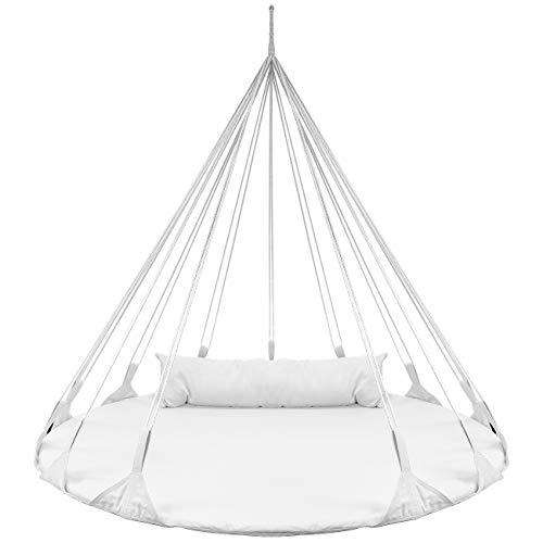 Sorbus Hanging Swing Nest with Pillow, Double Hammock Daybed Saucer Style Lounger Swing, 264 Pound Capacity, for Indoor/Outdoor Use (Swing Nest - White)