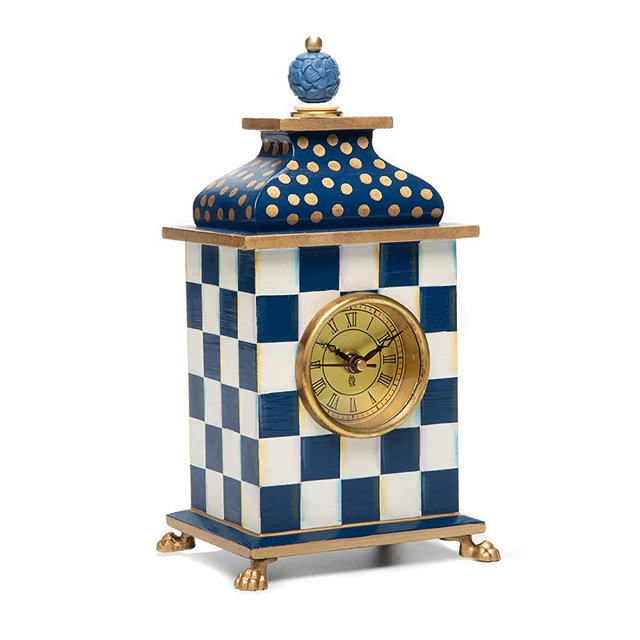 MACKENZIE-CHILDS Royal Check Desk Clock, Tabletop Clock for Home Decor