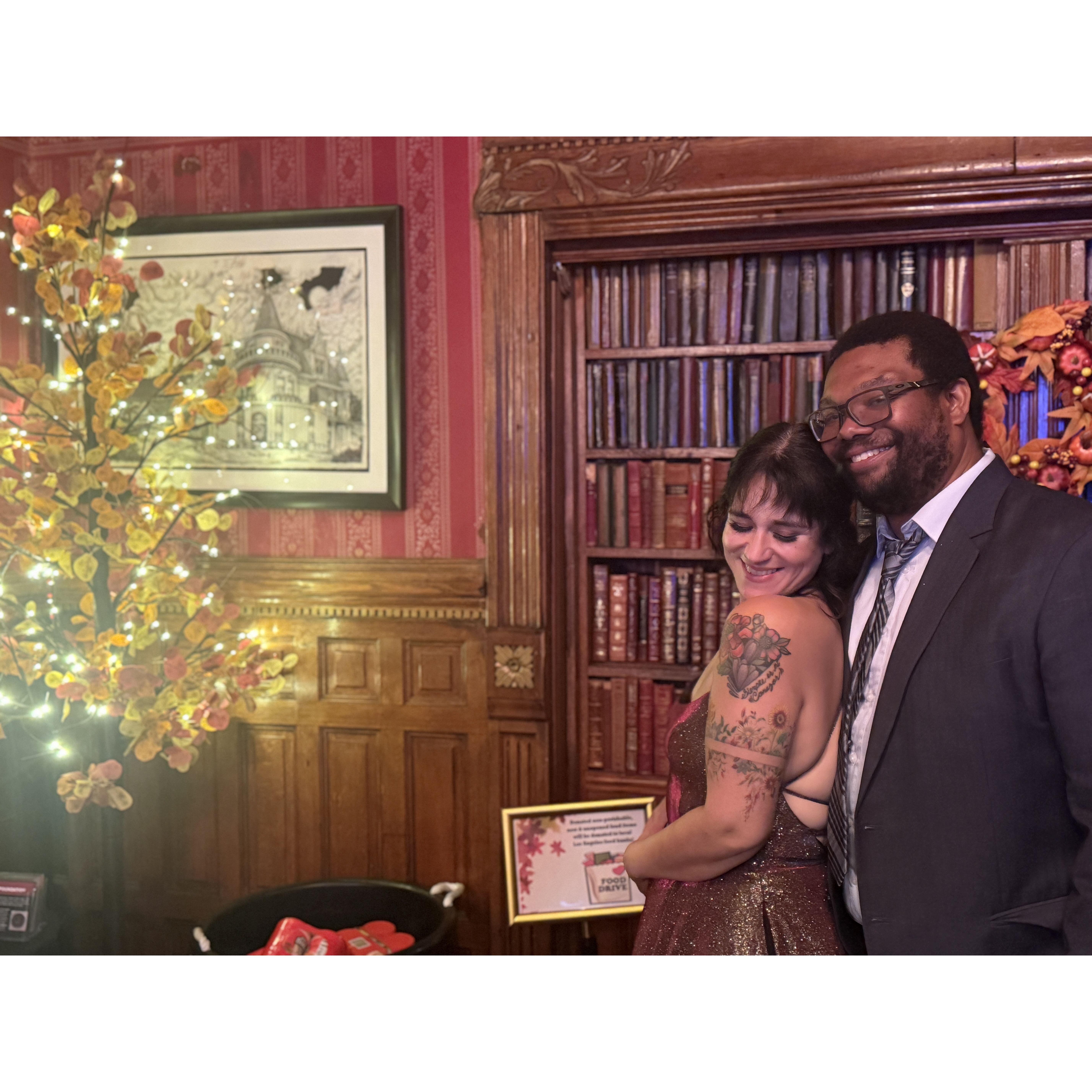 Getting cozy at the magic castle.