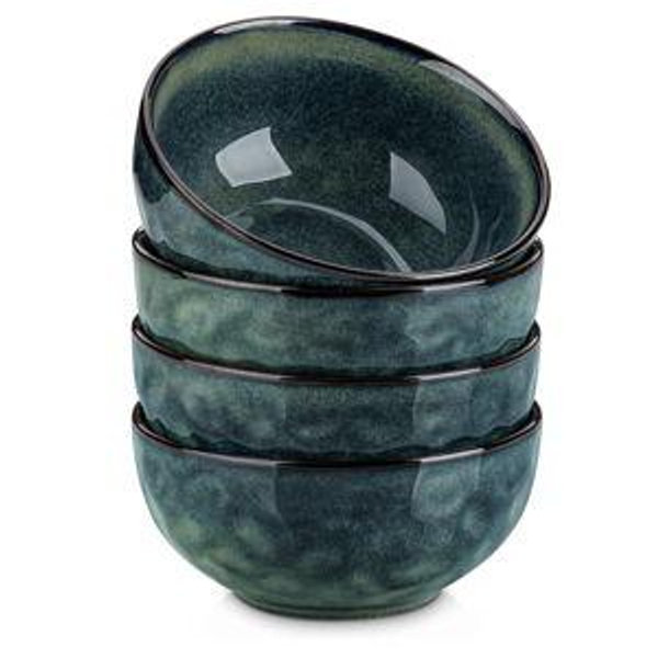 Vancasso Starry 24oz Bowls for Soup, Ceramic Deep Soup Bowls Set of 4, Green Cereal Bowls Set for Kitchen, Salad Bowls Set, Pasta Oatmeal Bowls, Lead-free, Dishwasher & Microwave Oven Safe