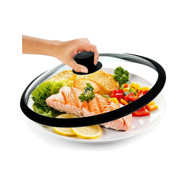 Bezrat Glass Microwave Cover with Silicone Base and Knob