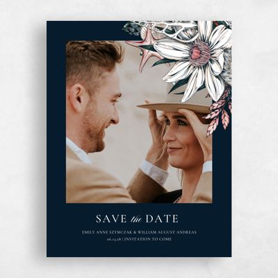 Navy, Blue Wedding Save the Date - Oahu Portrait