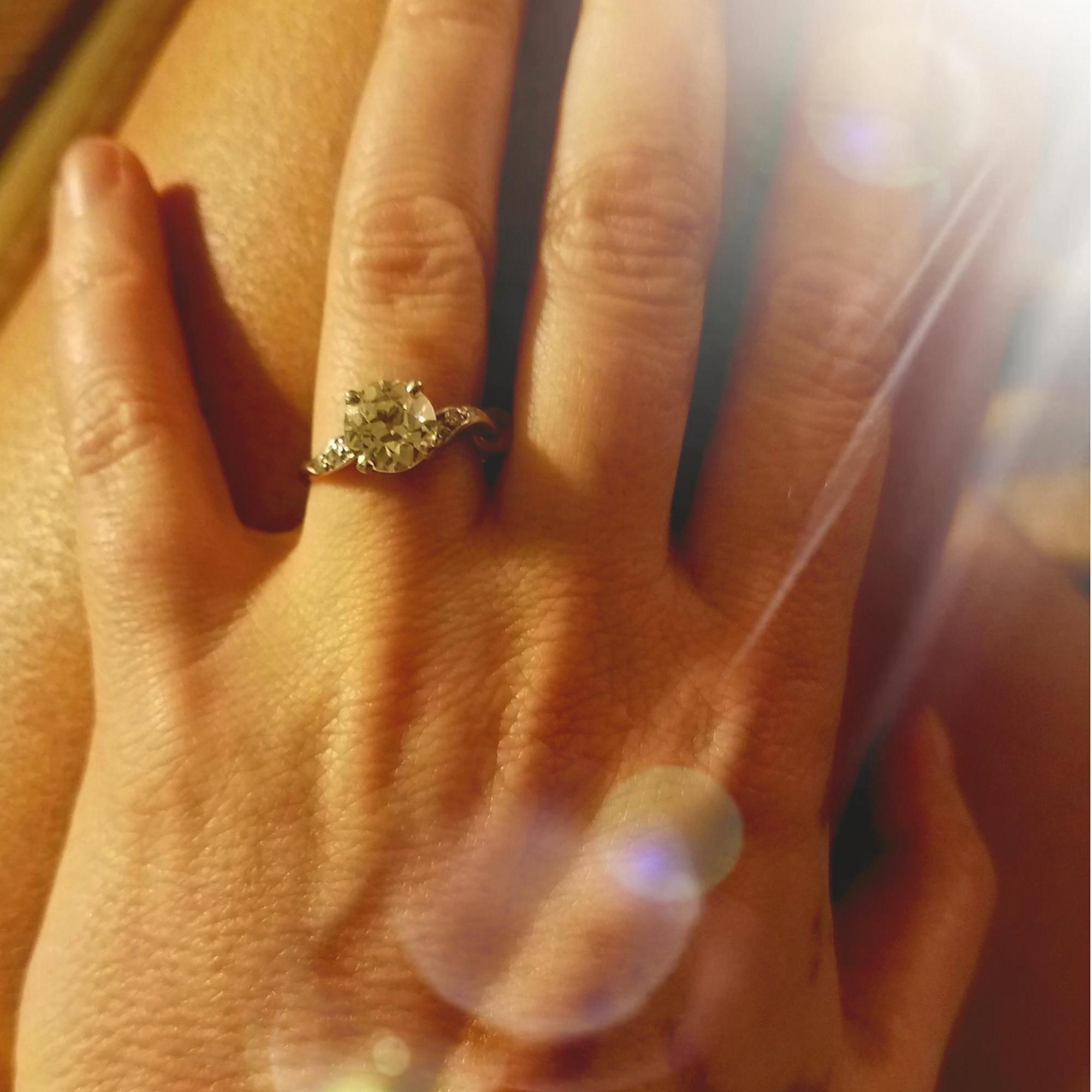 The ring. Passed down from Grandma E to Mom to Kerry. They don't make 'em this beautiful anymore.