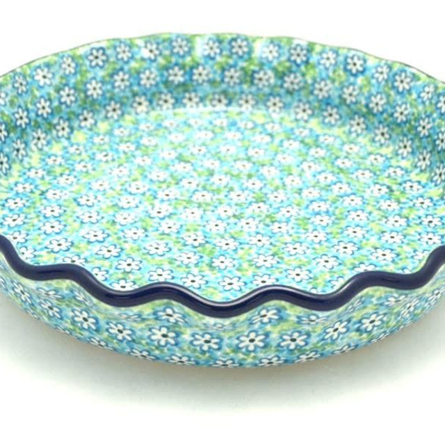 Polish Pottery Baker - Pie Dish - Fluted - Key Lime