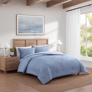 Classic Texture Cotton Percale 3-Piece Comforter Set