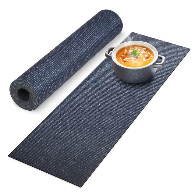 Trivet Table Runner Hot Plates Mat 12 X 40 Inch Heat Resistant Table Protector Waterproof Decorative Farmhouse Kitchen Trivets Counter Heat Proof Placemats for Hot Dishes (Black Line)