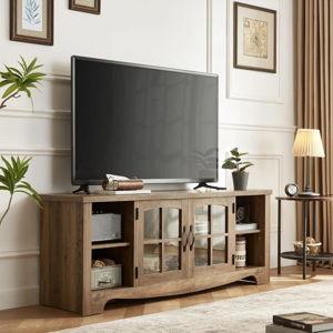 66" TV Stand For Tvs Up To 75" With Spacious Storage And Adjustable Shelves - Brown, 22"H x 66"L x 15.7"W
