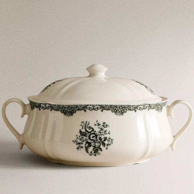 FLORAL EARTHENWARE TUREEN