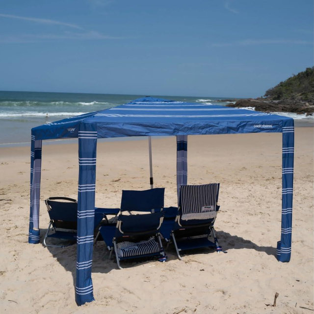 CoolCabana Beach Shade Tent - Easy Setup, UPF 50+ Protection, Large & Medium Sizes, Compact & Wind Resistant - Beach Cabana for The Whole Family - Coronado Navy, Medium