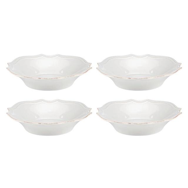 Lenox French Perle Bead Pasta Bowls, Set of 4, 4 Count, White