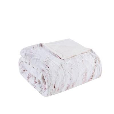 60"x70" Aina Oversized Faux Fur Throw Blanket Blush