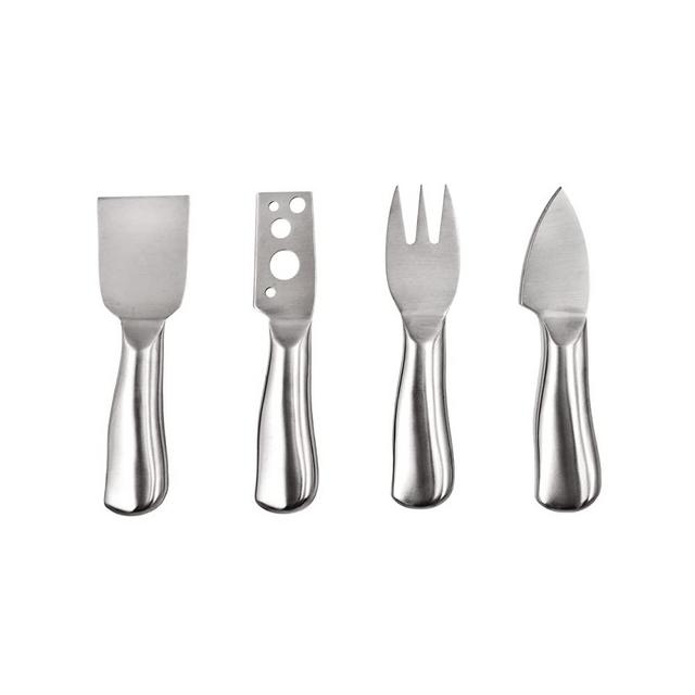 True Quartet Tool Set Brushed Stainless Steel, Knives, Cheese Forks, Dishwasher Safe, Set of 4, Silver