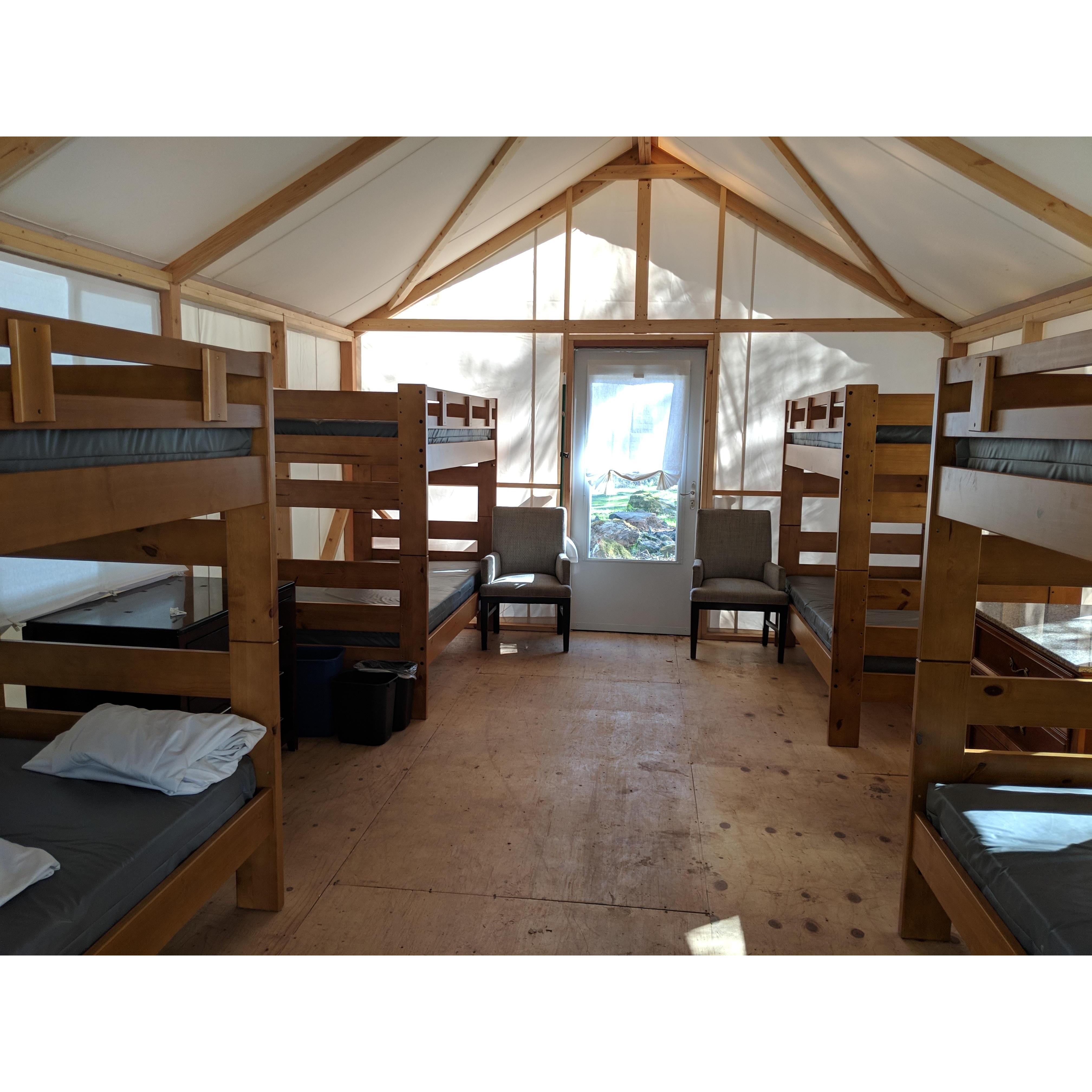 inside the glamping tents