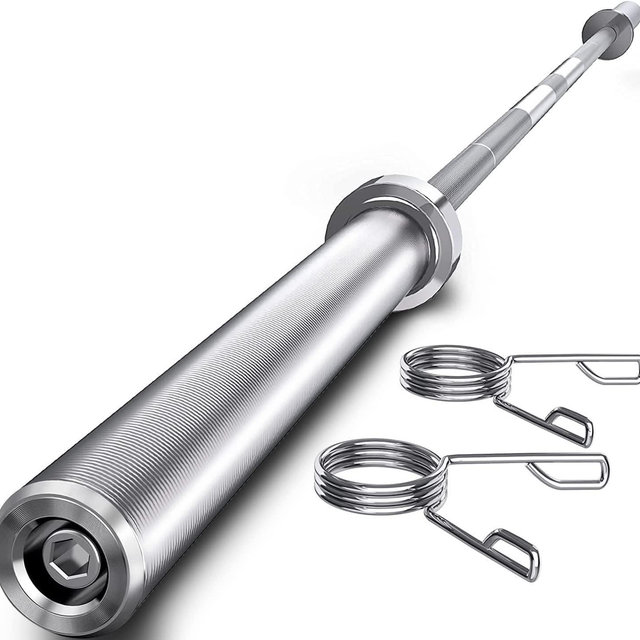 7ft Olympic Barbell Bar, Olympic Barbell Bar with 2 Buckles, Fitness Olympic Training Barbell for Cross Training Weight Lifting Weightlifting and Power Lifting Curling Barbell [US Shipping]