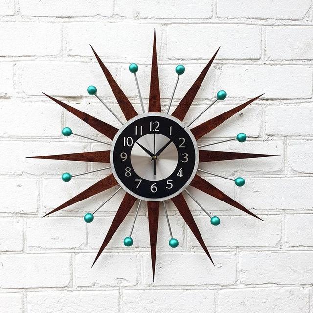30" 26" Turquoise Atomic wall clock Starburst Clock George Nelson style Handmade 1970s sunburst Large clock vintage modern Industrial clock