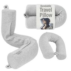 Dot&Dot Twist Memory Foam Travel Pillow for Airplanes - Travel Neck Pillow for Sleeping - Airplane Pillow for Neck Support, Chin, Lumbar and Leg - Adjustable, Bendable Neck Roll Pillow