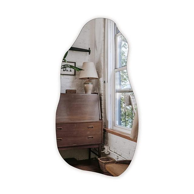 Irregular Body Mirror Wall Decor, Asymmetrical Wall Mirror for Living Room Bathroom Entryway, Modern Decorative Mirror Hanging ( Hook Style, 31.5'' x 17.7'' )
