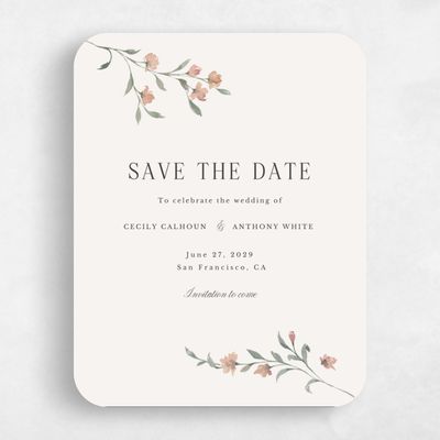 Beige Rounded Wedding Save the Date - Bianca Portrait