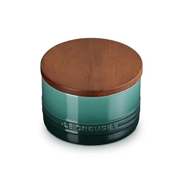 Le Creuset Signature Salt Cellar and Storage Canister with Wood Lid, 16 oz., Artichaut